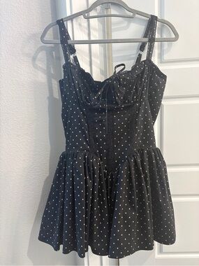 Corset style Black Polka Dot Spaghetti Strap Dress
